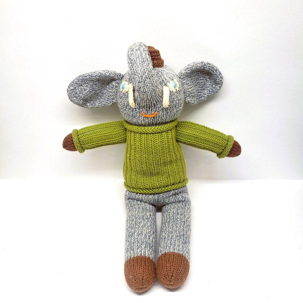 Blabla Hercule Elephant Plush Cotton Doll Stuffed Animal Hand Knit 14" Peru